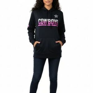 Nike Women's NFL Dallas Cowboys Breast Cancer Black Pink Therma-Fit Hoodie Sz M